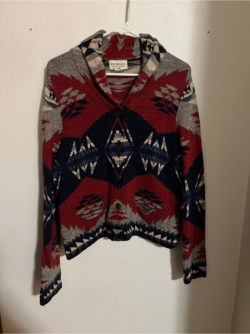 RALPH LAUREN DENIM & SUPPLY Western Aztec Shawl Collar Cardigan Sweater Wms XL